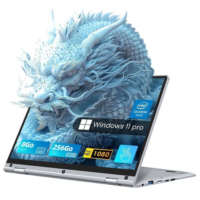 PC portable YOGA-écran tactile rotation 360°-Intel Celeron N4020C-RAM 8Go DDR4 256Go SSD-Ordinateur portable-Windows11 Pro-AZERTY