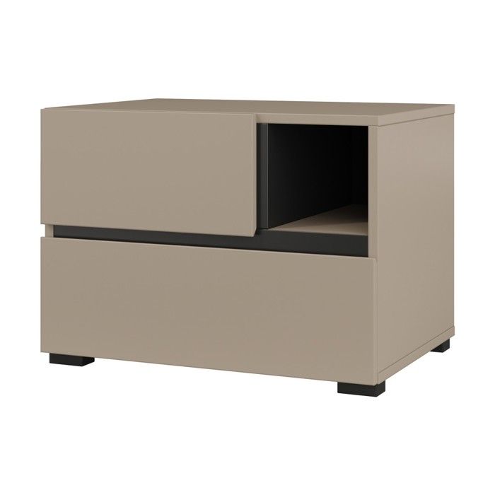 Table de chevet HAVANA beige et noir – 2 tiroirs et 1 niche – Rangement moderne et design élégant Table de chevet HAVANA beige et noir – 2 tiroirs et 1 niche – Rangement moderne et design élégant