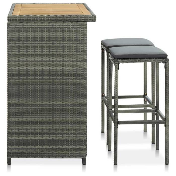 RemiseEnsemble de bar 3 pcsEnsemble Table Haute avec 2 Tabourets Résine tressée Gris JILIMAISON2025 94544861 RemiseEnsemble de bar 3 pcsEnsemble Table Haute avec 2 Tabourets Résine tressée Gris JILIMAISON2025 94544861