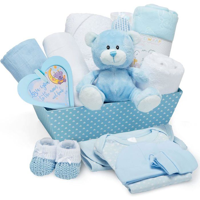 Coffret Naissance 6 En 1 Bébé - Cadeau Naissance Fille Et Garçon Avec Chaussettes, Brosse Et Anneau Dentition