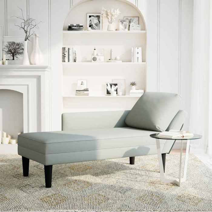 CHEZ JILI* Fauteuil long - RUIGOU - Single Canapé de repos et coussin - RUIGOU - Single Canapé de repos et accoudoir droit gris clai