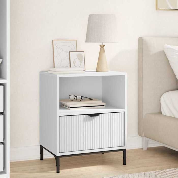 vidaXL Cabinet de chevet Blanc 49 x 36 x 61 cm Bois dingénierie 883474