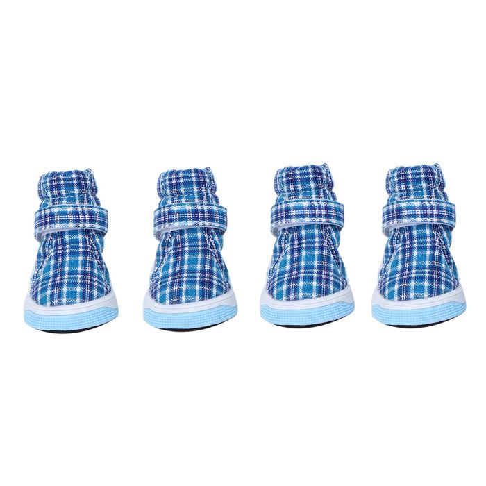 Lot de 4 chaussures de sport bleues antidérapantes en tissu doux pour chien (#2)