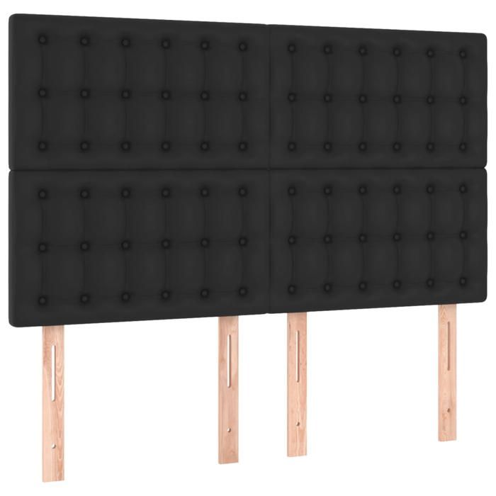 Tête de lit en similicuir - VIDAXL - Lot de 4 - Noir - 72x5x78/88 cm - Similicuir - Hauteur réglable - Pieds en bois