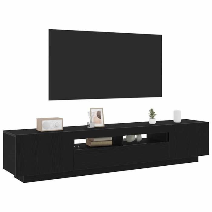 Ensemble meuble TV mural - vidaXL - 200x35x40 cm - Noir - Bois dingénierie - 2 portes - Étagère