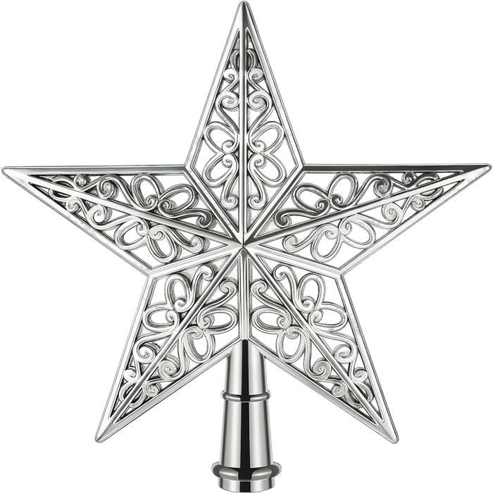 Étoile De Sapin De Noël - Pointe De Sapin Traditionnelle En Plastique Doré/rouge, 20cm, Décoration Vintage - 3