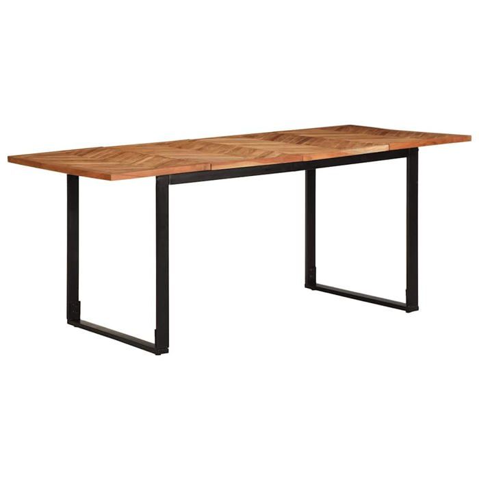 Table à manger en bois dacacia - vidaXL - 180x90x75 cm - Bois massif - Style industriel - Pieds luge - Brun - Moderne