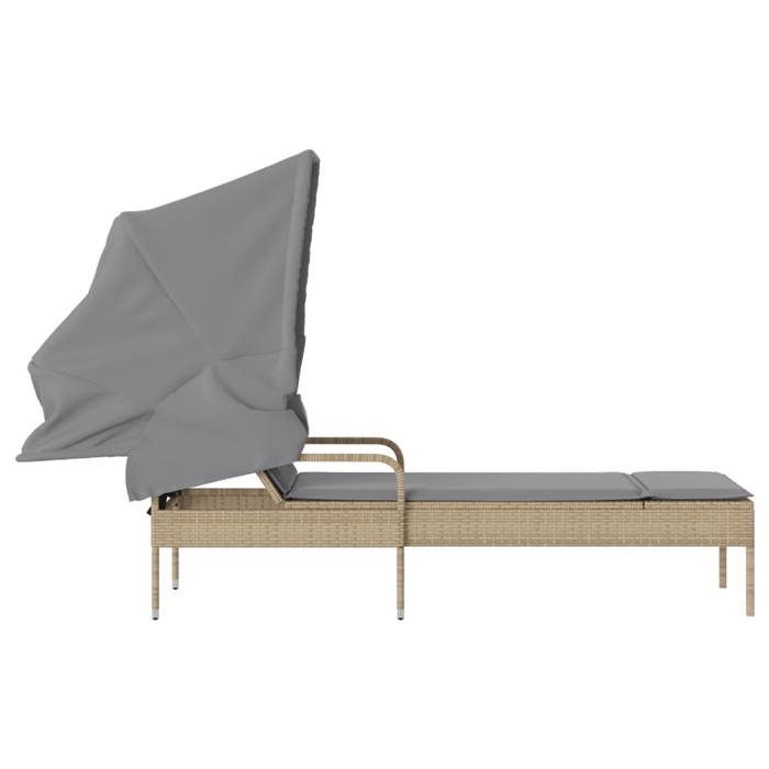Sale 2026 Chaise longue/Transat - BURKE - 1 PLACE - avec auvent beige résine tressée Cc964