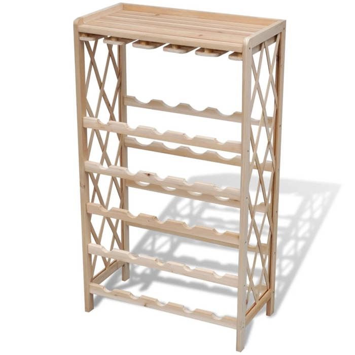 SALE 2026Range-bouteilles rustique - Armoire Brun - Casier à bouteilles pour 25 bouteilles Bois de sapin solide 2.42 Kg 445755