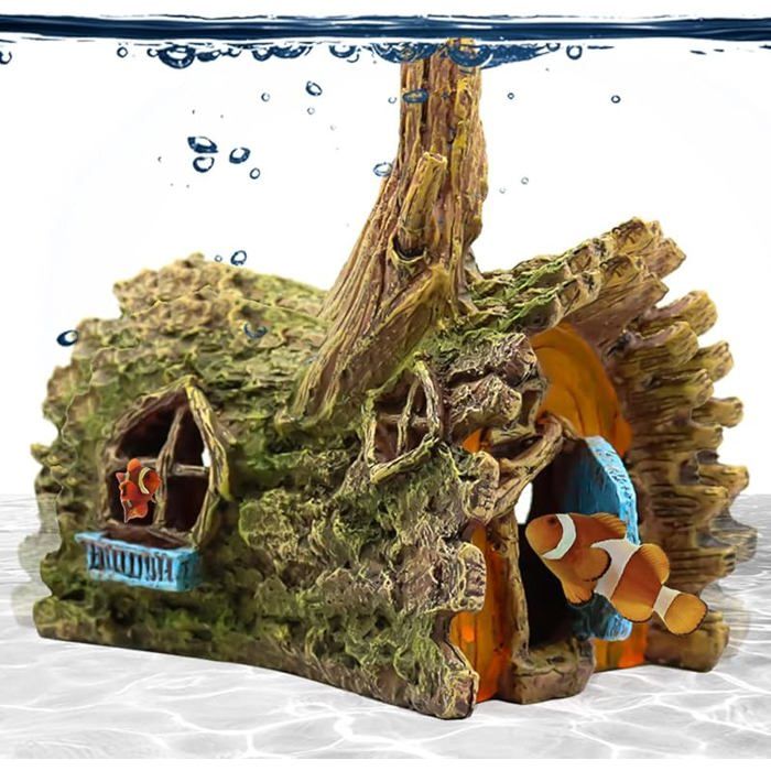 Betta - Maison en bois avec cachette - Décoration aquarium pour petits et moyens poissons - Accessoires en Style_4