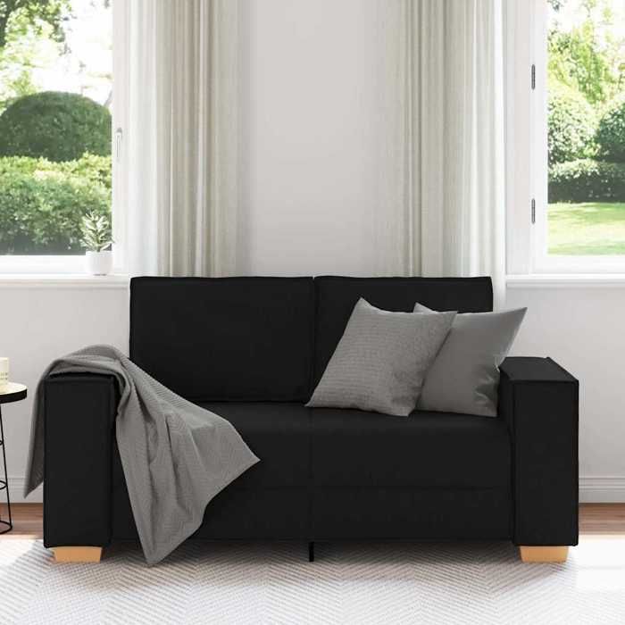 Tissu CANAPÉ FIXE - SHIELDPRO® - Canapé 2 places - pour salon - Noir 160x78x84 cm 628246