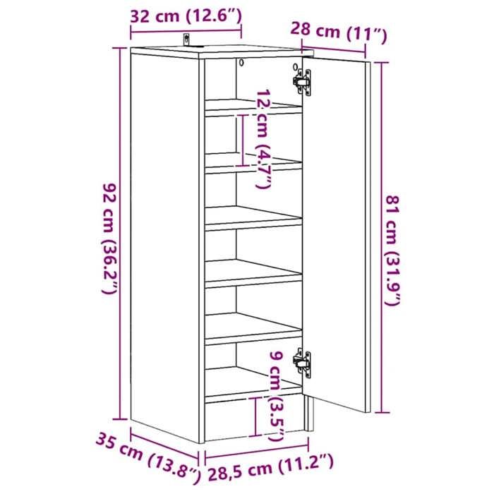 Remise 2026®Meuble Entrée Brun - Armoire à chaussures - Bonne ventilation - Chêne sonoma - 32x35x92cm - Bois d’ingénierie 142 210