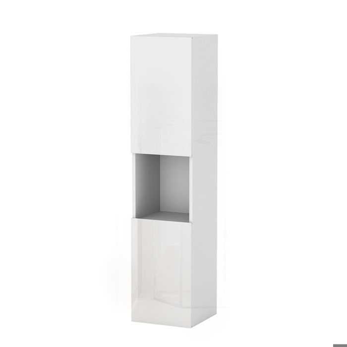 Aica meuble colonne de salle de bain blanc brillant - 2 portes - design épuré moderne - suspendu - pour rangement optimal Aica meuble colonne de salle de bain blanc brillant - 2 portes - design épuré moderne - suspendu - pour rangement optimal