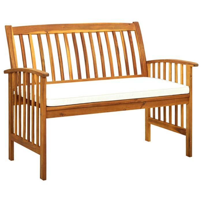 Blanc Magnifique Banc de jardin - 2 PLACES - avec coussin 119cm Bois solide dacacia 119x64x90cm - Banc Park CL8676502