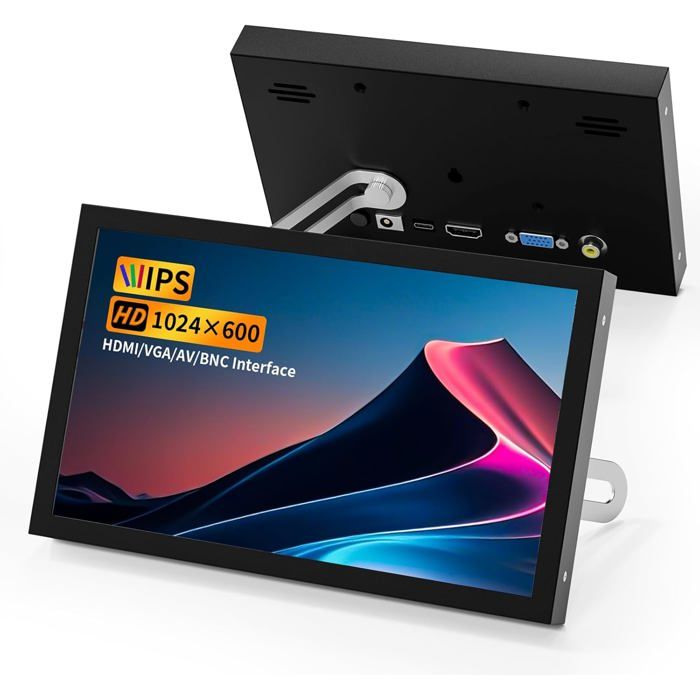 Moniteur 7 pouces Mini Moniteur HDMI Portable 1024x600 IPS VGA AV BNC 178°