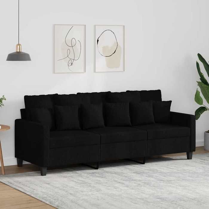 Noir Canapé à 3 places Noir 180 cm Tissu - Canapés H5939
