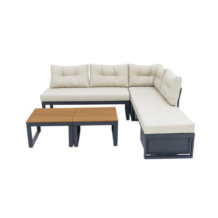 Salon de jardin beige 191.5x191.5x79cm dossier 3 positions réglables rembourrage épais housse anti-intempéries Salon de jardin beige 191.5x191.5x79cm dossier 3 positions réglables rembourrage épais housse anti-intempéries