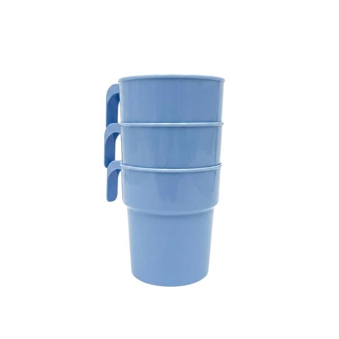 Tasses et verres en plastique pour le camping et les barbecues réutilisables 3 pièces 300 ml bleu