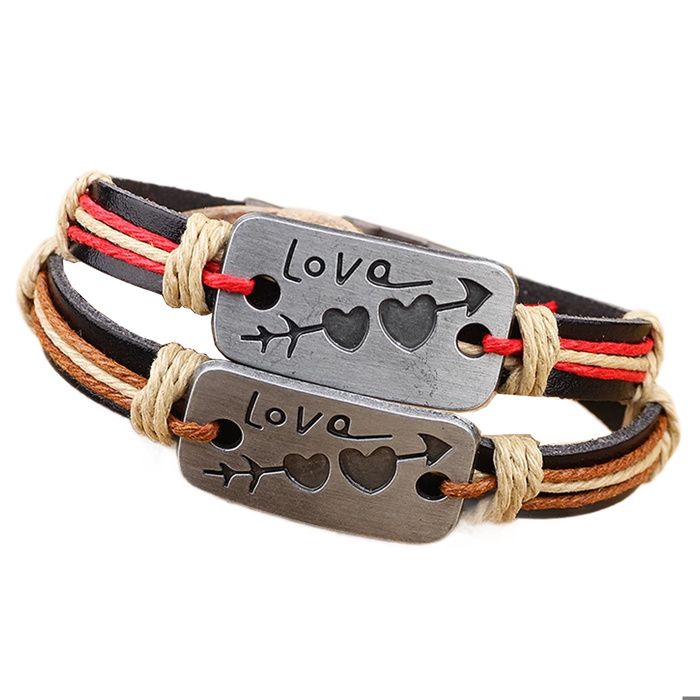 Bracelets pour couples - Jucnuz - Dun diamètre de 6 cm en cuir de vachette tissé à la main cest le cadeau idéal la Saint-Valentin
