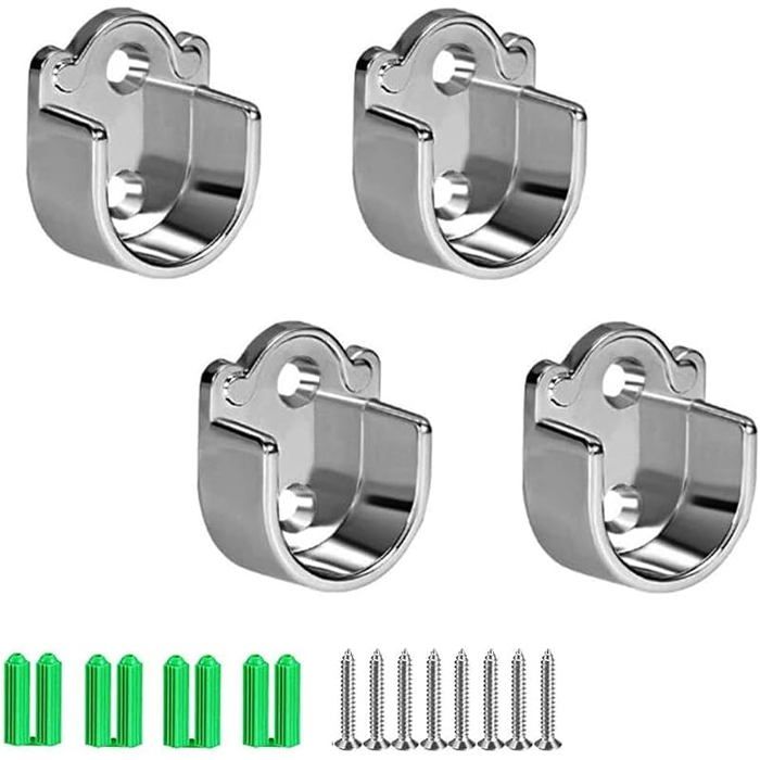4 supports argentés alliage zinc pour tringle de penderie accroches adaptées aux barres 25 mm