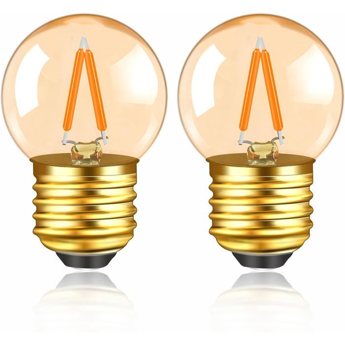 Ampoule Led Edison E27 Vintage 1W Équivalent 10W 100Lm Blanc Chaud 2200K Verre Ambré 220V Mini Globe G40 E27 Ampoule Led À F[BI320]