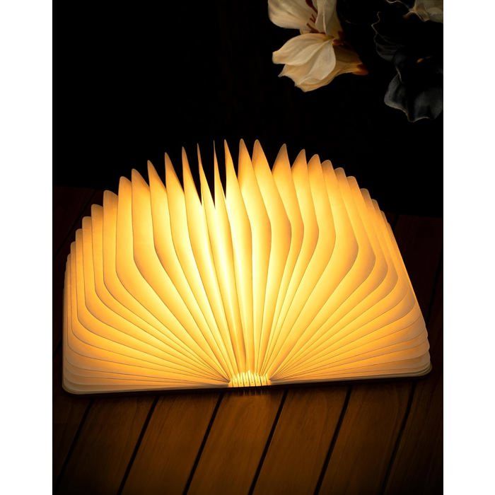 21CM Lampe Lampe Pliable en Forme de Livre Éclairage Ambiant à LED pour la Décoration de la Maison & de la Bibliothèque Noyer