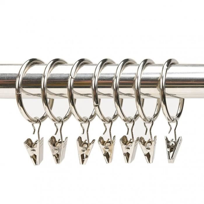 10 Anneaux Rideau à Clip Dorés - Pour Suspendre Vos Rideaux Ou Voilages Sur Une Tringle