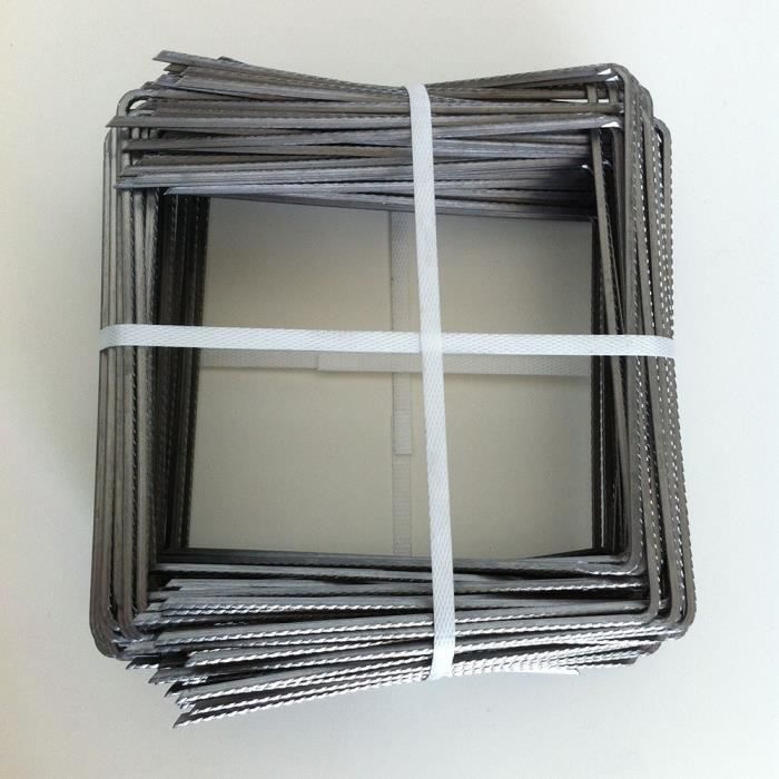 100 agrafes métal pour toile de paillage 20x20x4cm