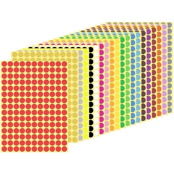 Lot De 7 Rouleaux Pastilles Adhésives Colorées - Autocollants Ronds De Marquage Pour Bureau Et École