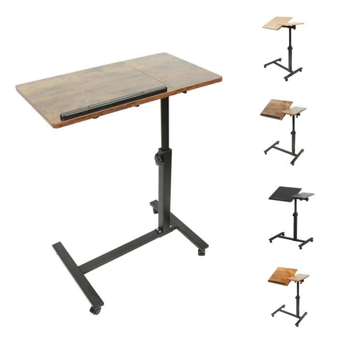 Table de Lit pour Ordinateur - ELANCOOH - Hauteur Réglable - Bureau PC sur Roulettes Verrouillables