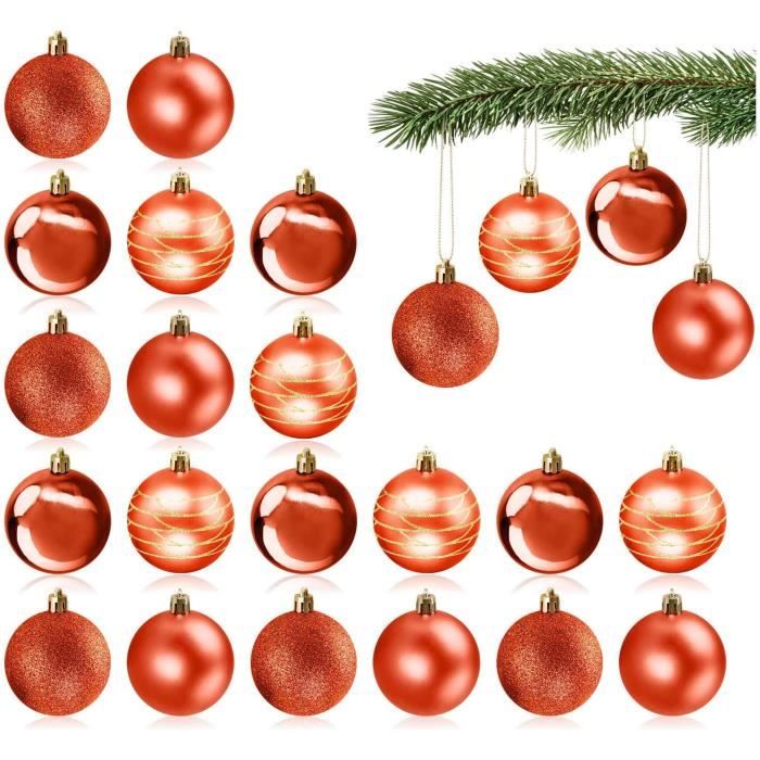 Set De 20 Décorations De Noël à Suspendre - Boules, Flocons, Père Noël En Plastique Doré - Pour Sapin, Guirlande