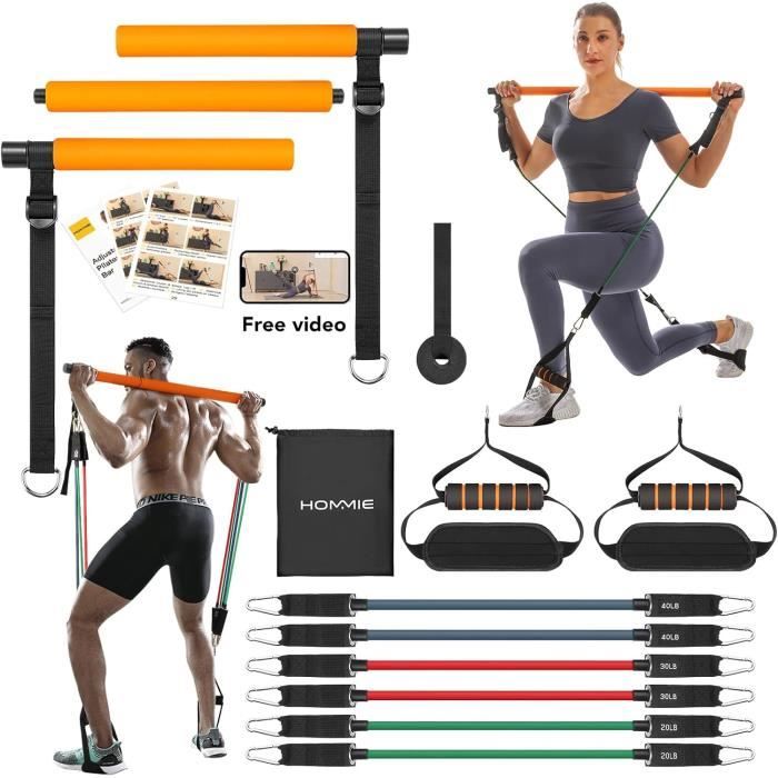 Yizemay Kit de Barre de Pilates avec Bande de Résistance, Exercice de