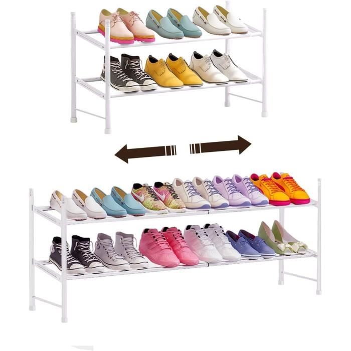Etagere Chaussure Gonfoam Étagère à Chaussures Extensible à 2 Niveaux, étagère à Porte Chaussures