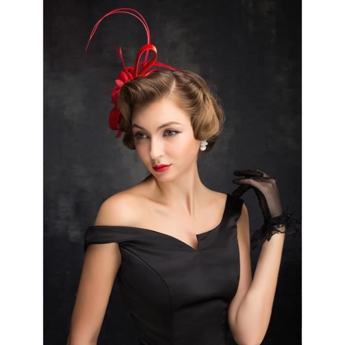 Chapeau Bibi Ceremonie Plume Flexion Chapeau De Mariage Femme Fascinator Mariage Vintage Chapeau Rouge Cdiscount Pret A Porter