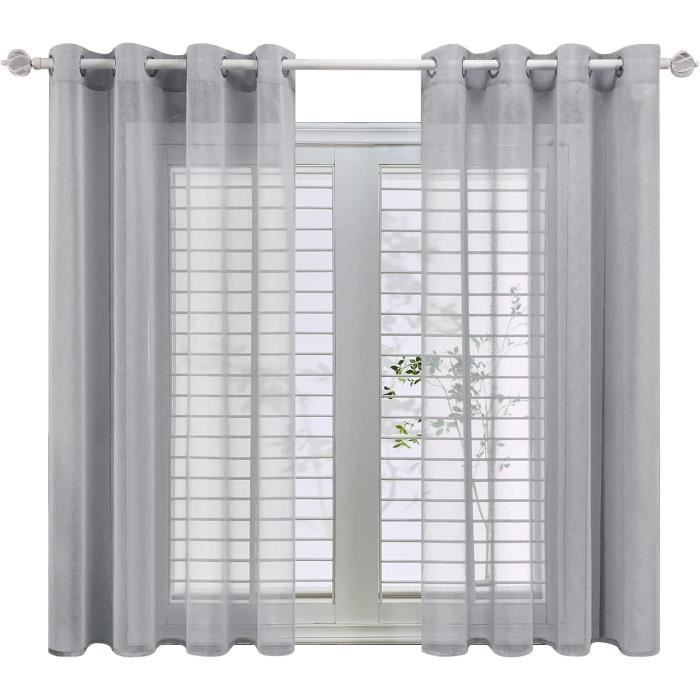 Rideaux Voilage Blanc - 2 Pièces 134x210 Cm - Oeillets - Polyester Léger - Salon/Chambre/Cuisine