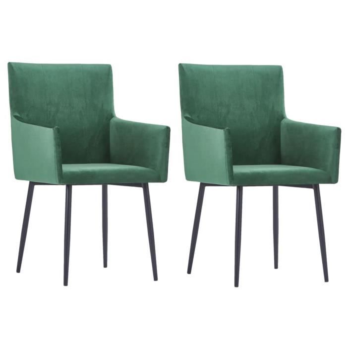 pop - market chaises de salle à manger avec accoudoirs 2 pcs vert velours,haut de gamme®ydojlc®
