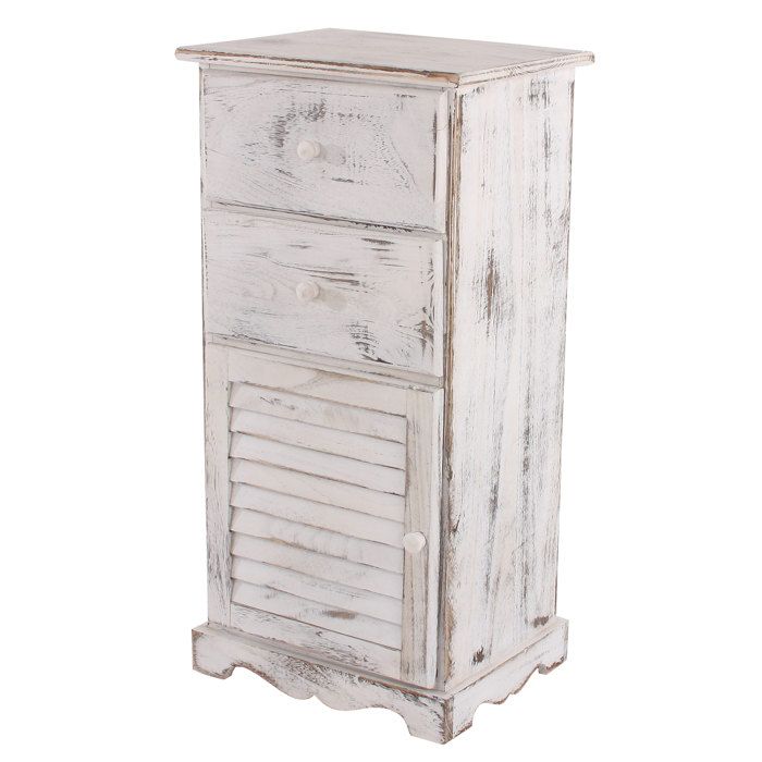 Commode / armoire 2 tiroirs 1 porte 40x32x80cm shabby vintage ~ blanc Commode / armoire 2 tiroirs 1 porte 40x32x80cm shabby vintage ~ blanc