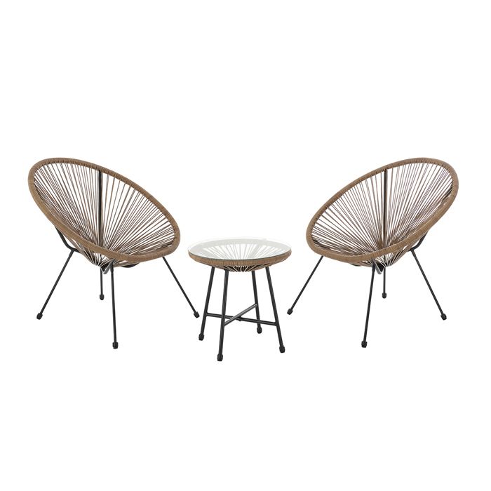SVITA BALI ensemble de meubles de balcon lounge set Relax Egg-Chair design tressé marron 92257