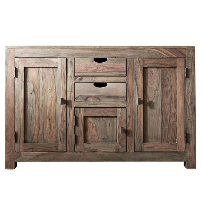 Buffet bas Sheesham gris huilé massif 130x45x85 cm (BxTxH) bois massif NATURE GREY #86 Buffet bas Sheesham gris huilé massif 130x45x85 cm (BxTxH) bois massif NATURE GREY #86