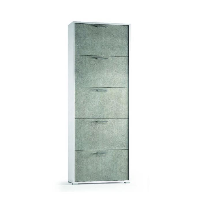 MEUBLE À CHAUSSURES BLANC AVEC 5 PORTES EN BÉTON À DOUBLE PROFONDEUR MEUBLE À CHAUSSURES BLANC AVEC 5 PORTES EN BÉTON À DOUBLE PROFONDEUR