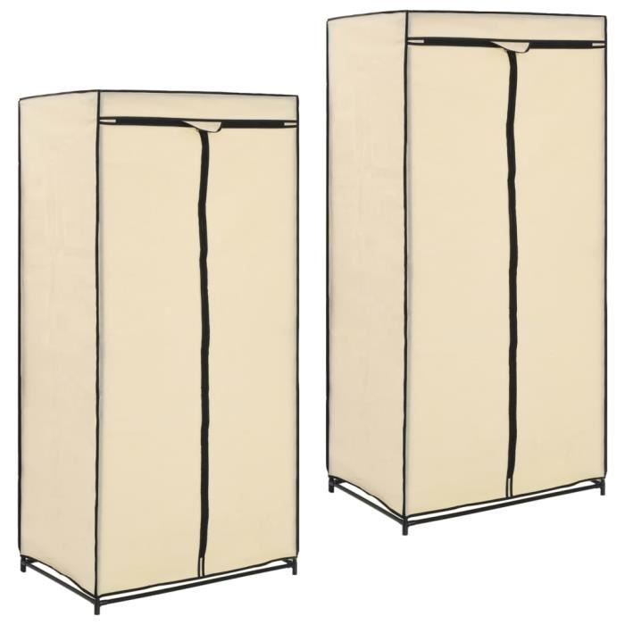 Armoire de Chambre - JAR - Garde-robe Penderie - 2 portes - Crème 75x50x160 cm