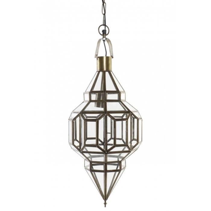 Suspension En Metal Dore Et Verre Style Oriental 0 000000 Cdiscount Maison