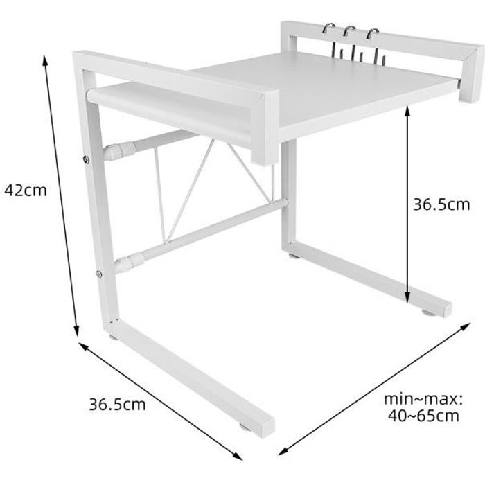 Étagère de Cuisine Extensible 2 Niveaux - YGONGMYL - Blanc - Acier au carbone - Gain de place