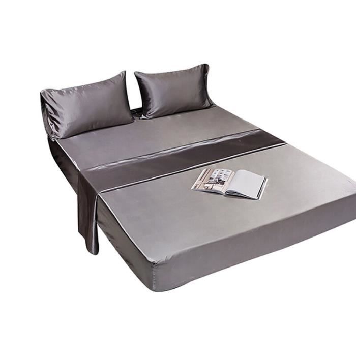 Drap Housse - Non spécifié - King - Gris - 180x200 cm - Bonnet 40 cm