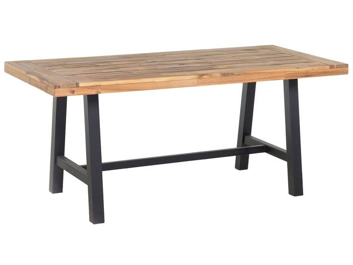 table de repas de jardin en bois avec pieds noirs scania