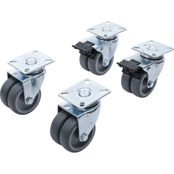Kit de roulettes pivotantes - BGS - Chaises de plage - Double - 450 kg - Acier galvanisé