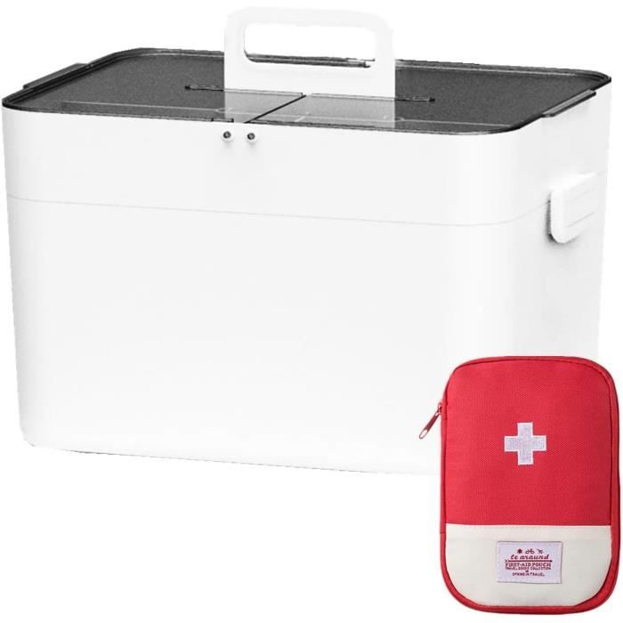 Boîte à Pharmacie Portable Avec Couvercle - Organisateur Médical Blanc, Neuf, Pour Premiers Secours