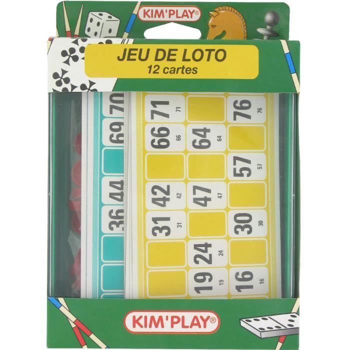 KIMPLAY Jeu de voyage Loto 12 cartes
