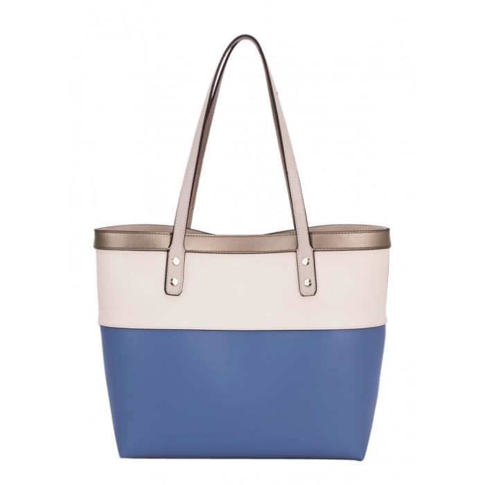 David Jones - Grand Sac Main Epaule Cabas Fourre-Tout Femme Cuir Multicolore - Shopping avec Pochette Voyage Capacité A4 - Bleu David Jones - Grand Sac Main Epaule Cabas Fourre-Tout Femme Cuir Multicolore - Shopping avec Pochette Voyage Capacité A4 - Bleu