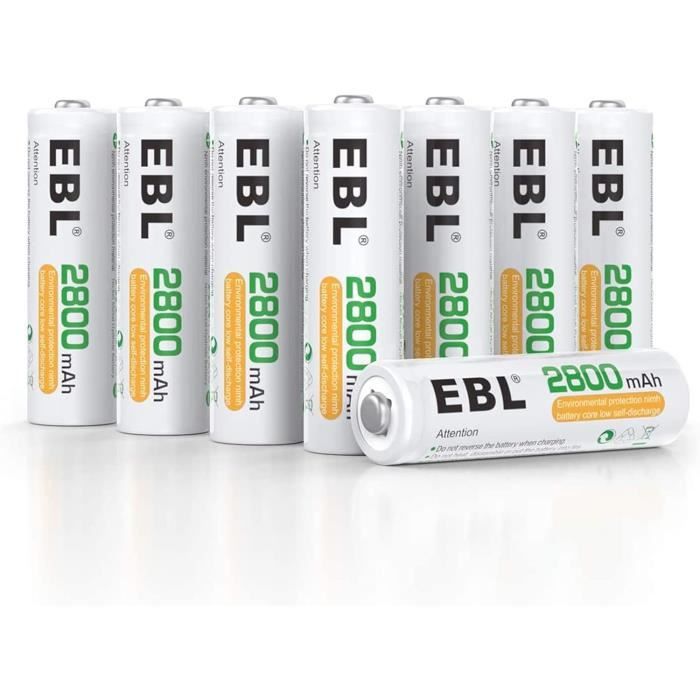 EBL 8PCS AA Piles Rechargeables Ni-MH 2800mAh - Cdiscount Bricolage